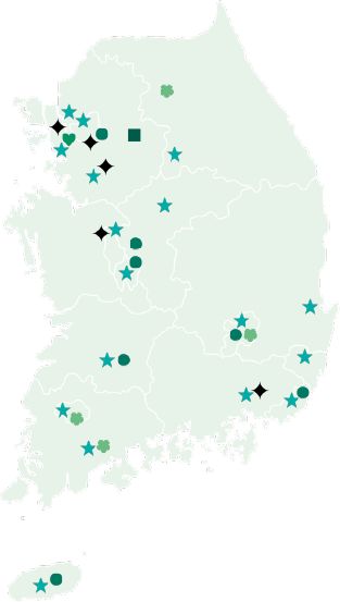 Map of ChorogUsan for children locations across Korea