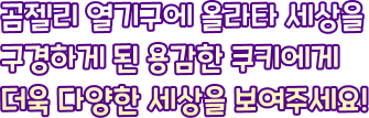 곰젤리 열기구에 올라타 세상을 구경하게 된 용감한 쿠키에게 더욱 다양한 세상을 보여주세요!